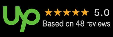 Upwork 5.0 rating based on 48 reviews