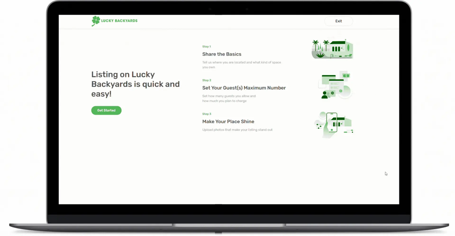 Lucky Backyards marketplace screens