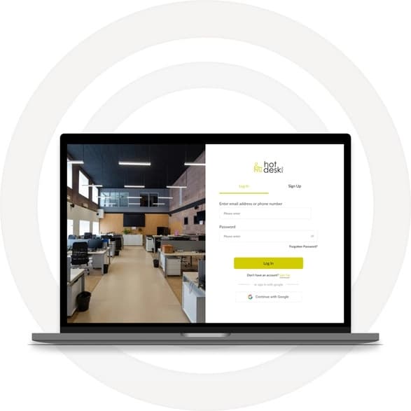 HotDeskNow workspace requirements and product screens