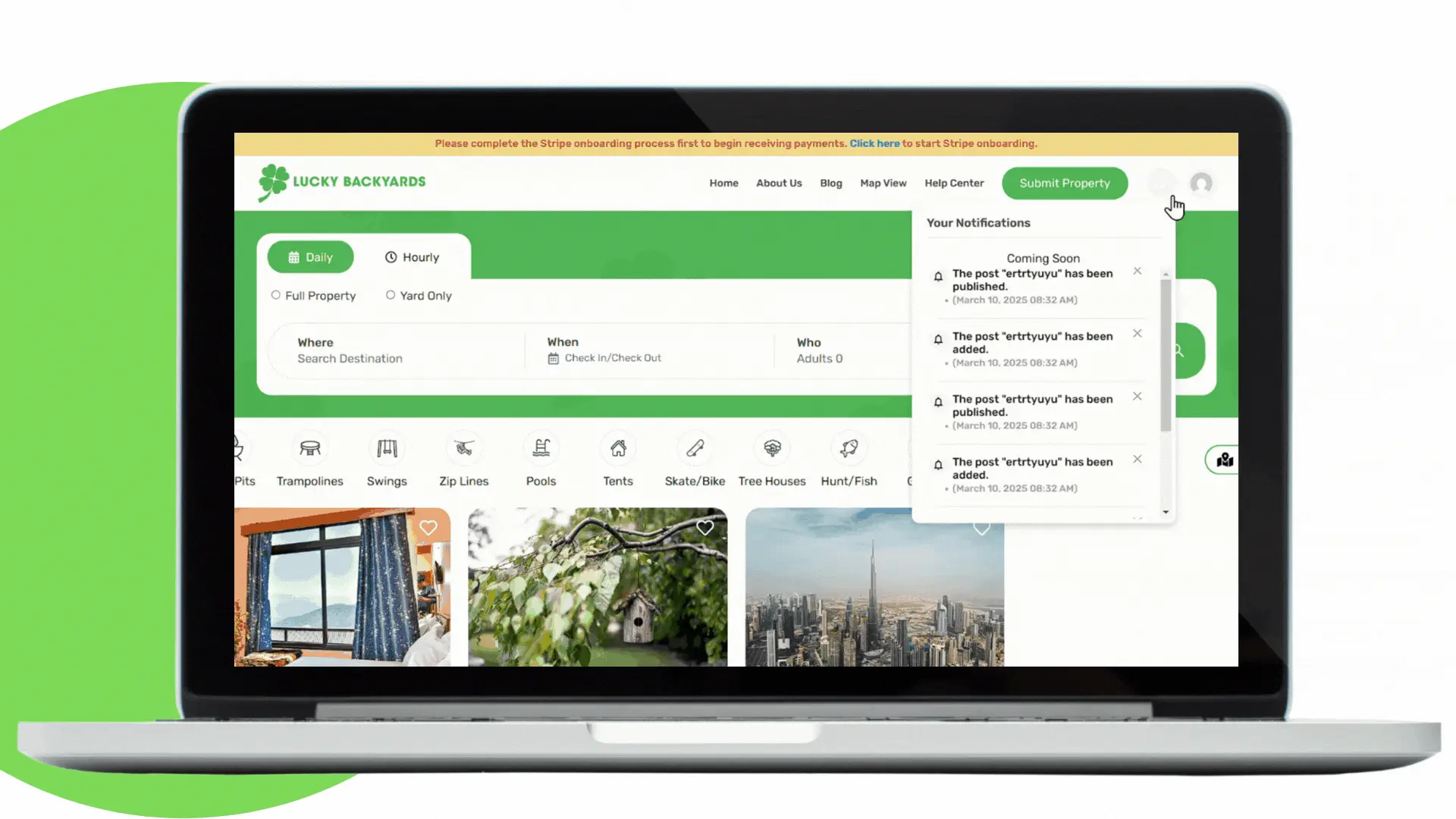 Lucky Backyards search and listing experience