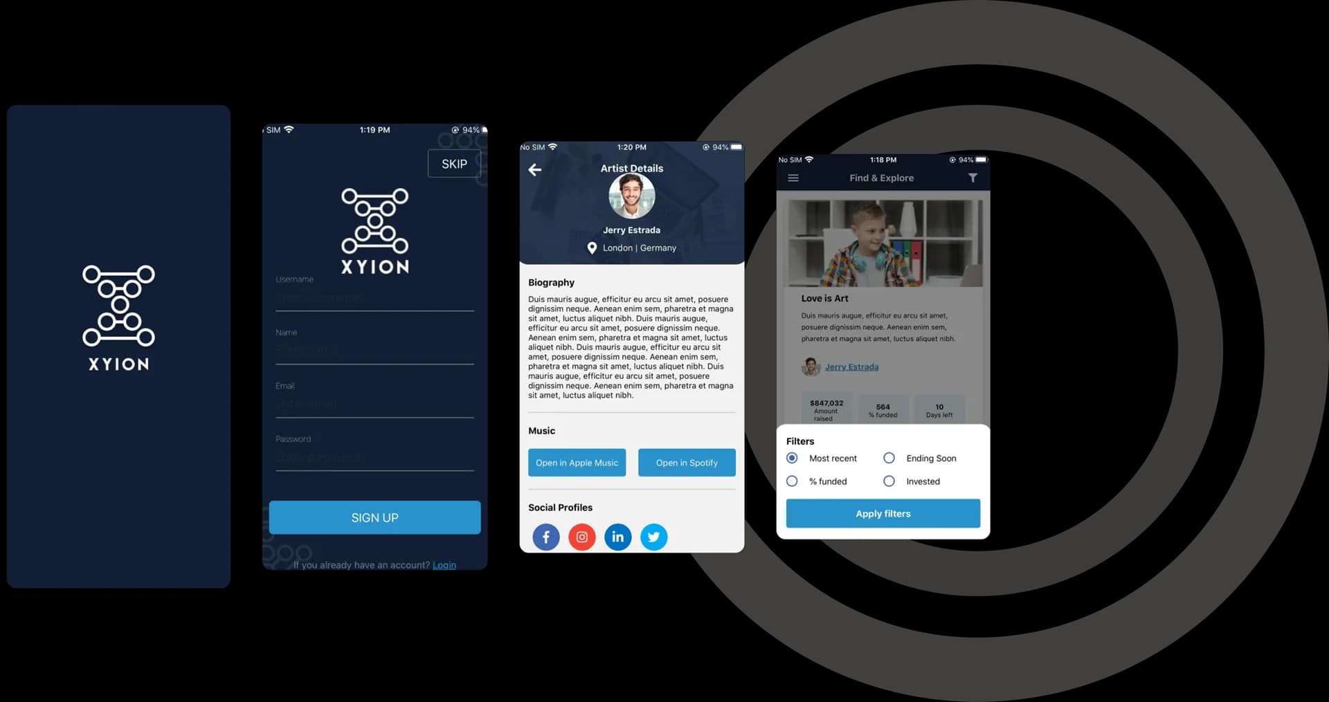 Collection of Xyion project management screens