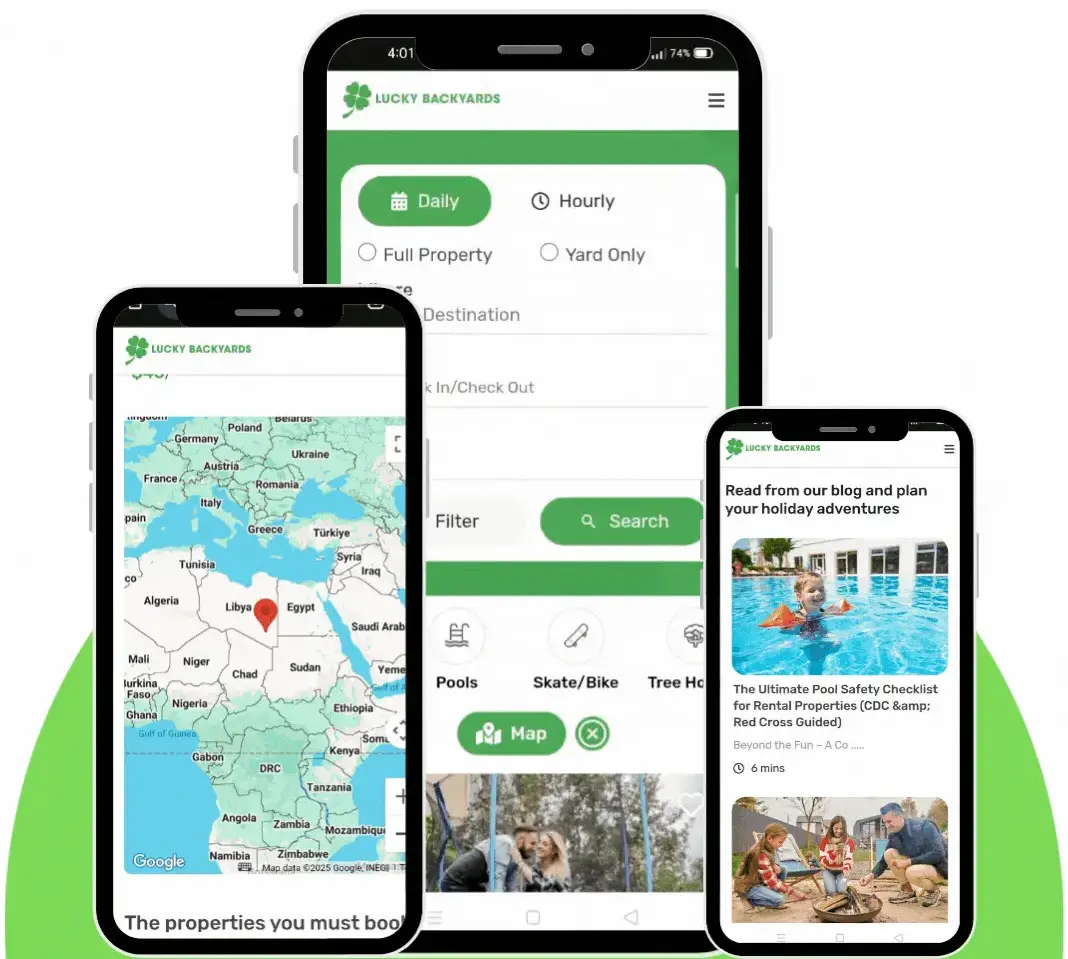 Lucky Backyards responsive marketplace screens